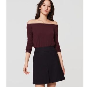 ANN TAYLOR LOFT black knit off the shoulder top S